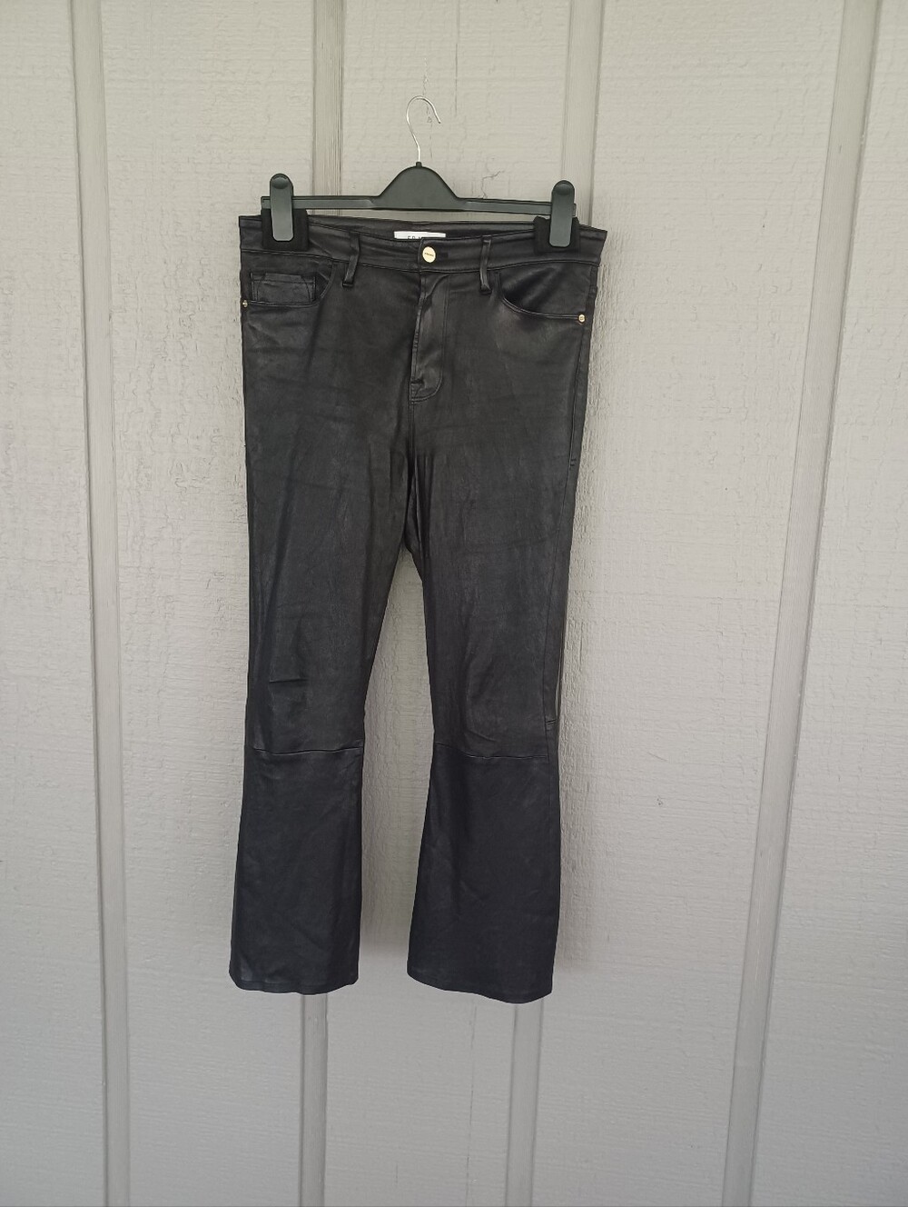Frame Leather Le Crop Mini Boot Pant Size 29 Women's Black Mid Rise Pockets